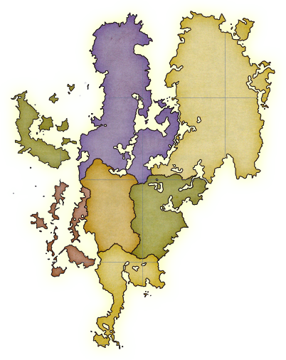 Overlay image of Oury, a centrally located region on the Heimshuhl map positioned slightly to the left. The region has a tall, rounded shape and is rendered as a solid overlay with no terrain features. It includes a centered fantasy-style label and is designed for interactive selection.